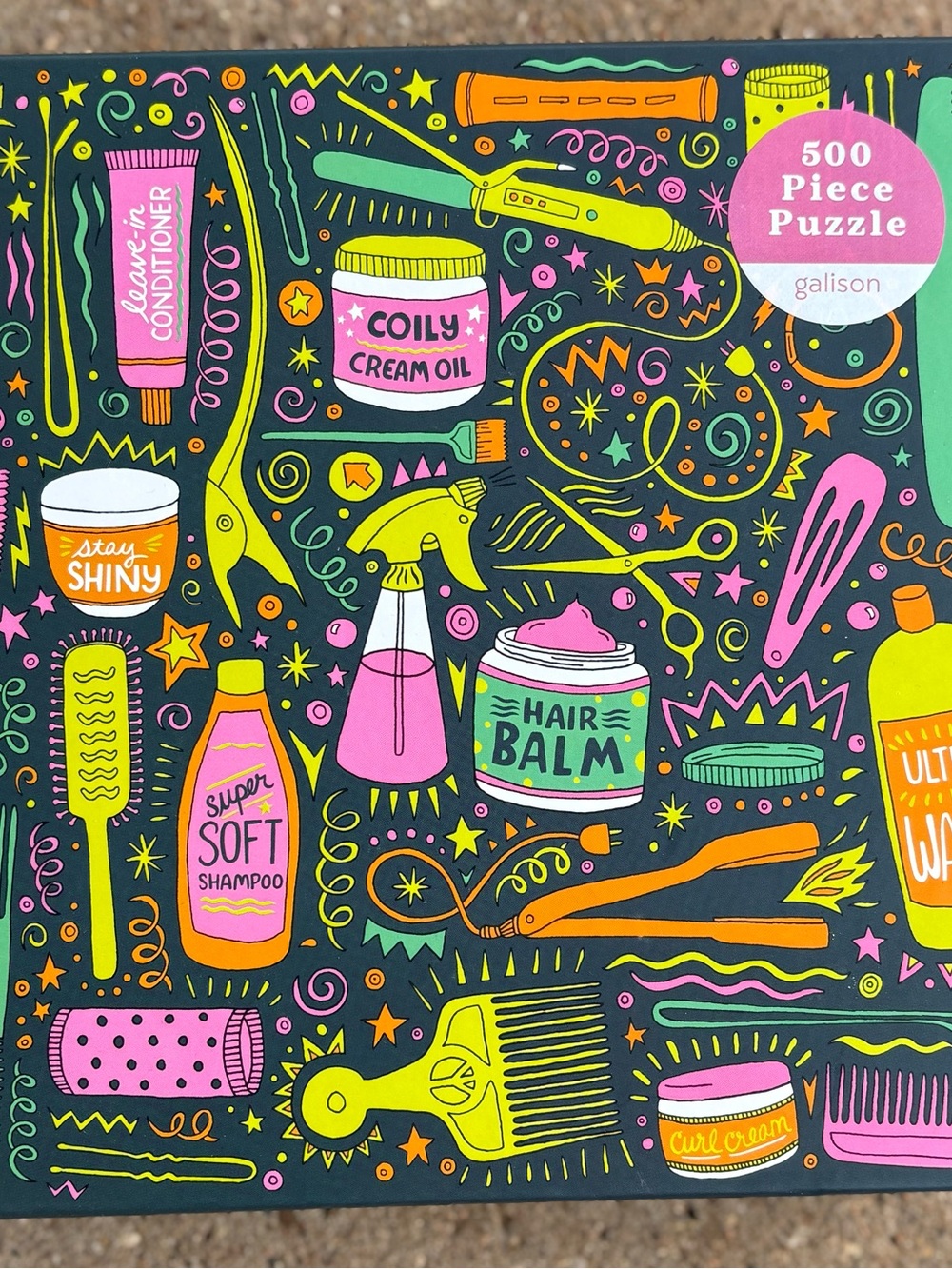 Galison I Love My Hair 500 Piece Puzzle - Multicolor (Pink, Yellow, Green).